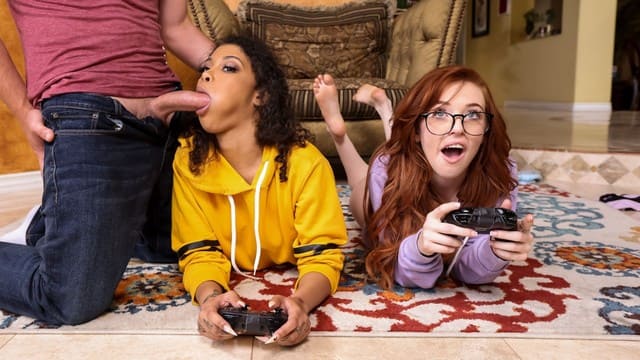 Jeni Angel And Madi Collins – Gamer Girl Threesome Action