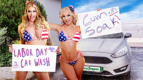 Lolly Dames and Venus Rivers - Car Wash Duo Shake Tits and Score Big